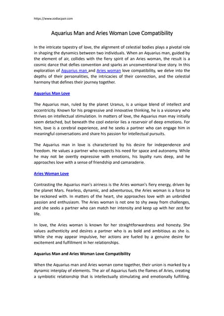 Aquarius man and Aries love compatibility: What factors matter most?