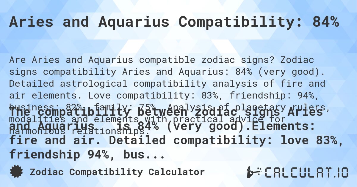 Aquarius female and Aries female compatibility： What factors matter most？