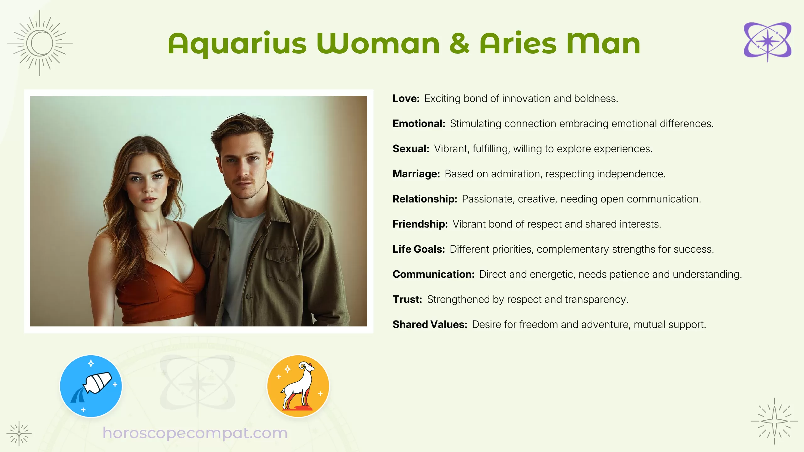 Aquarius woman and Aries man compatibility 2015 What factors affect it？